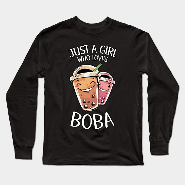 Just A Girl Who Loves Boba Long Sleeve T-Shirt by OnepixArt